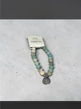 NWT Oshena Lotus Tide Amazonite Beaded Bracelet Charm